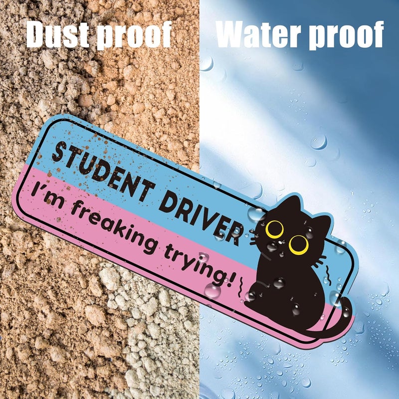 CNhoqc New Student Driver Magnet - 4pcs Funny Black Cat Please Be Patient New Student Driver Automotive Car Magnet Reflective Safety Warning Attention Sign Reusable Removable Novice Bumper Stickers - Image 5